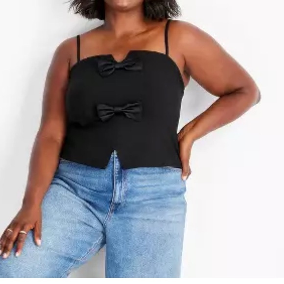 FUTURE COLLECTIVE Women Elegant Black Bow Detail Top.  L - Picture 1 of 10